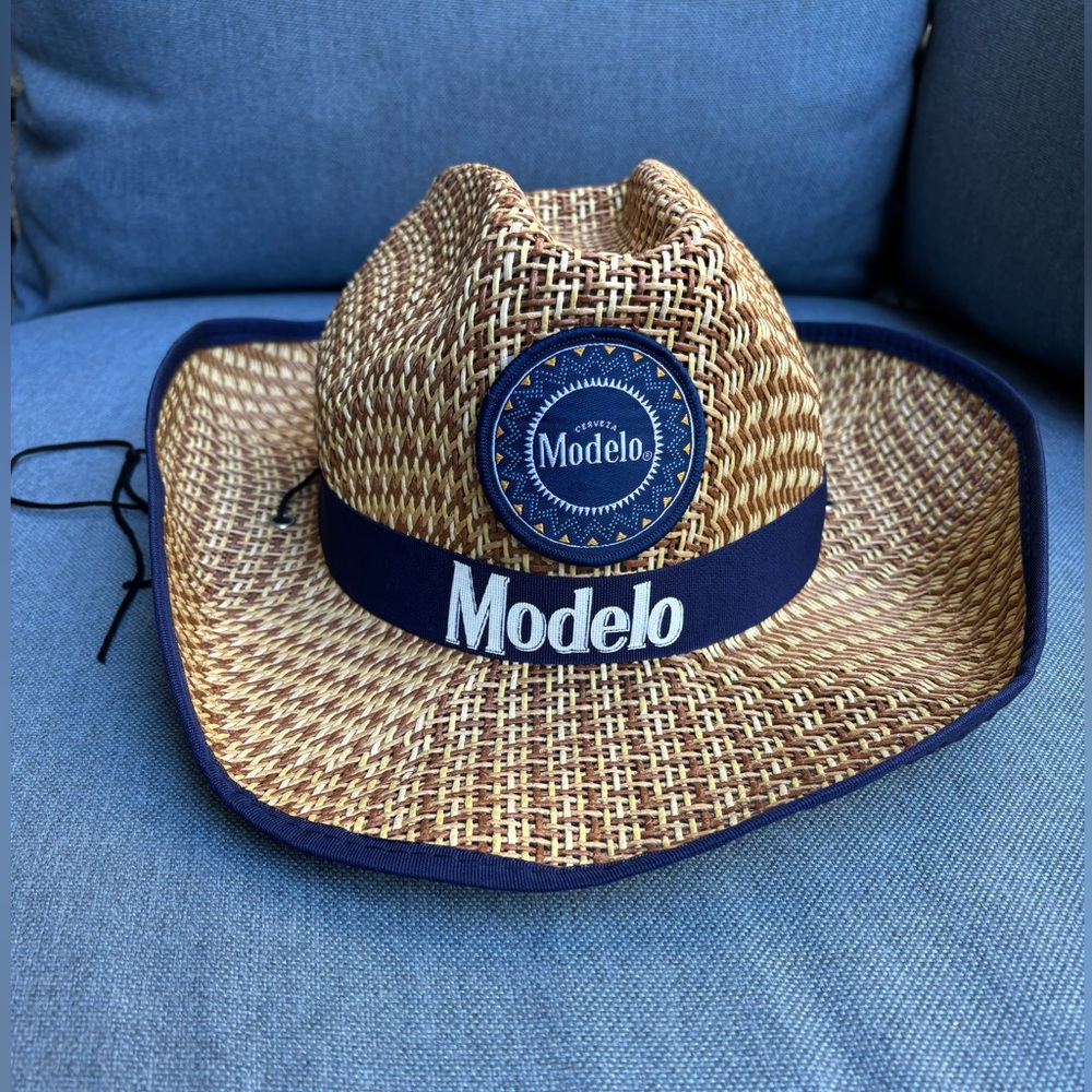 Modelo Brown Straw Hat with Blue Band